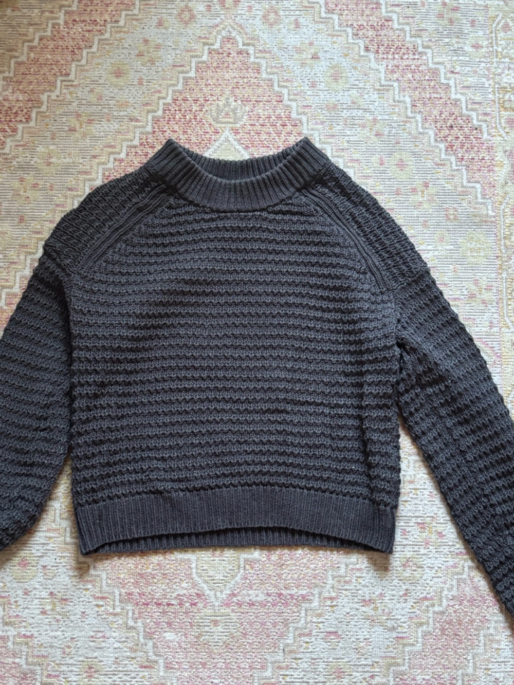 Universal Thread Women's Dark Gray Textured Crewneck Sweater